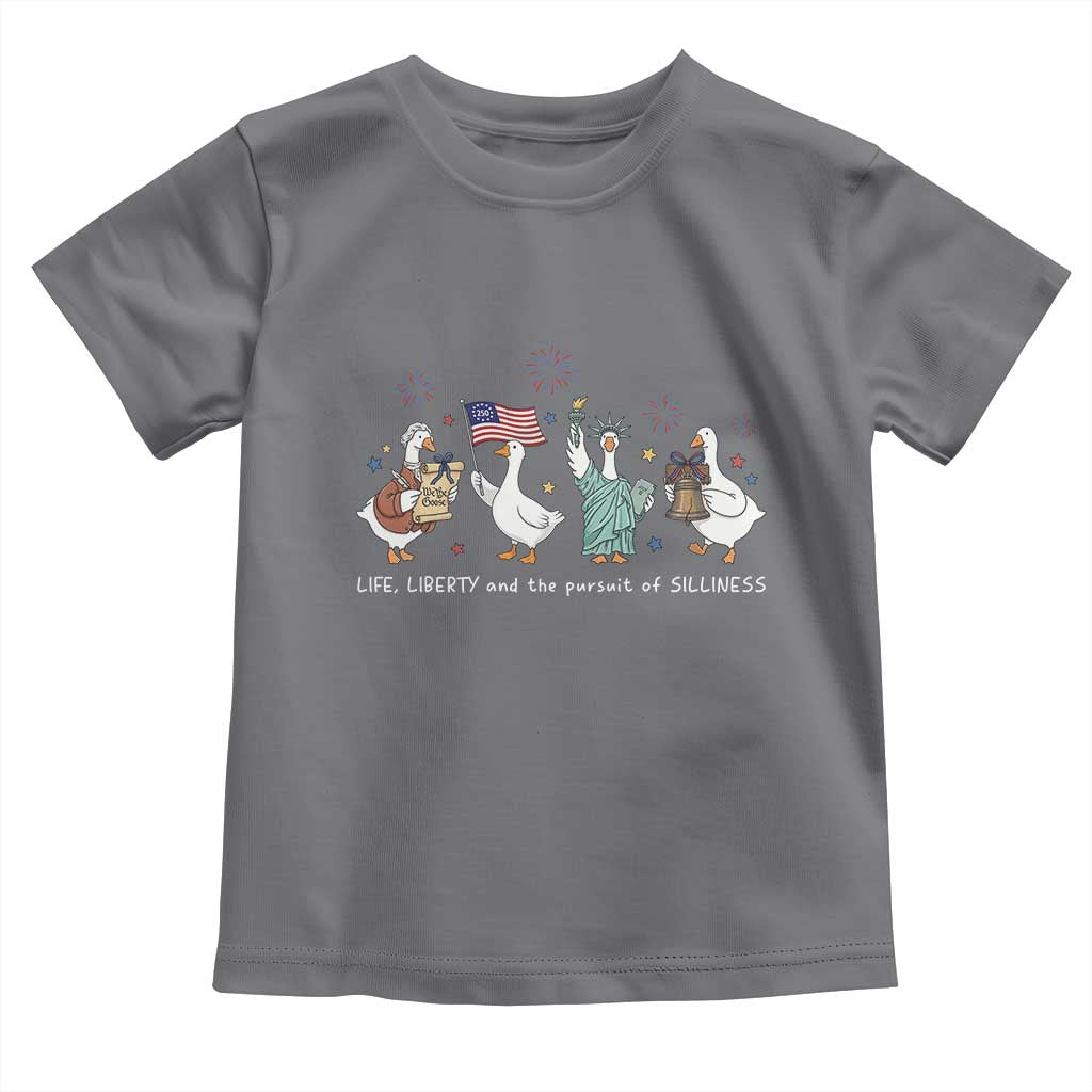 Funny Patriotic Goose Life Liberty Silliness Toddler T Shirt America 250th Anniversary TS12 Charcoal Print Your Wear
