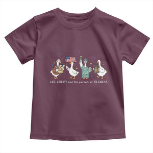 Funny Patriotic Goose Life Liberty Silliness Toddler T Shirt America 250th Anniversary TS12 Maroon Print Your Wear