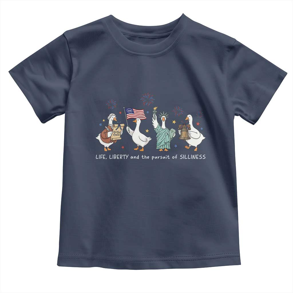 Funny Patriotic Goose Life Liberty Silliness Toddler T Shirt America 250th Anniversary TS12 Navy Print Your Wear