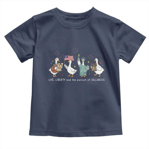 Funny Patriotic Goose Life Liberty Silliness Toddler T Shirt America 250th Anniversary TS12 Navy Print Your Wear