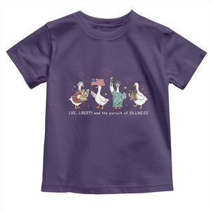 Funny Patriotic Goose Life Liberty Silliness Toddler T Shirt America 250th Anniversary TS12 Purple Print Your Wear