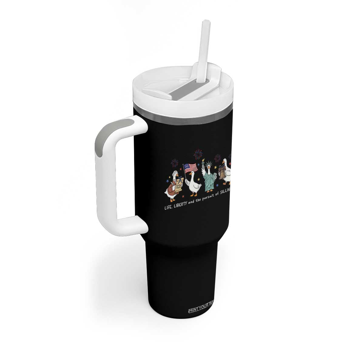 Funny Patriotic Goose Life Liberty Silliness Tumbler With Handle USA 250th Anniversary TS12 Print Your Wear