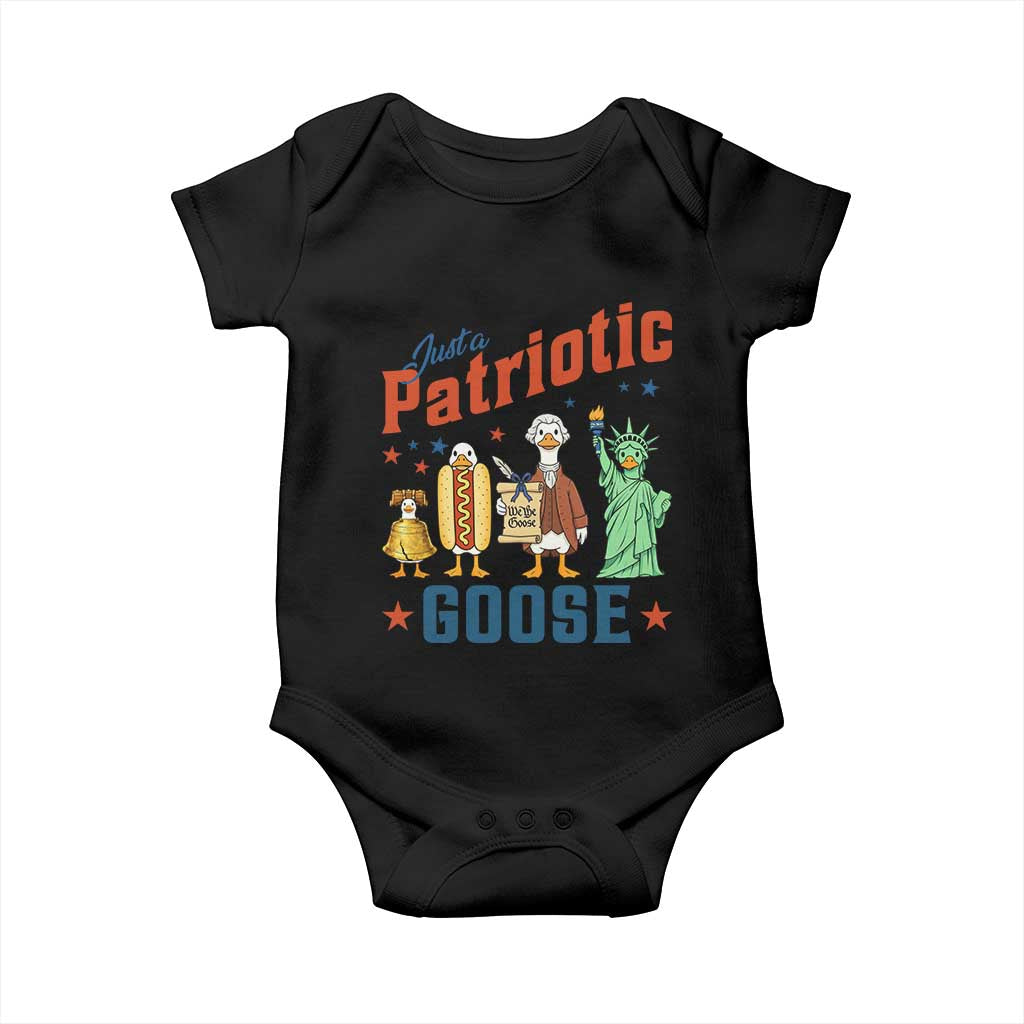 Just A Patriotic Goose Baby Onesie America 250th Anniversary TS12 Black Print Your Wear