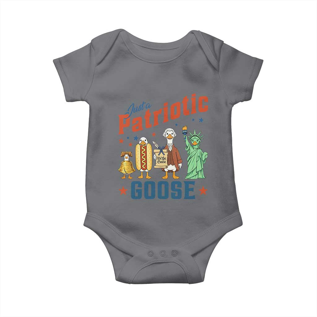 Just A Patriotic Goose Baby Onesie America 250th Anniversary TS12 Charcoal Print Your Wear
