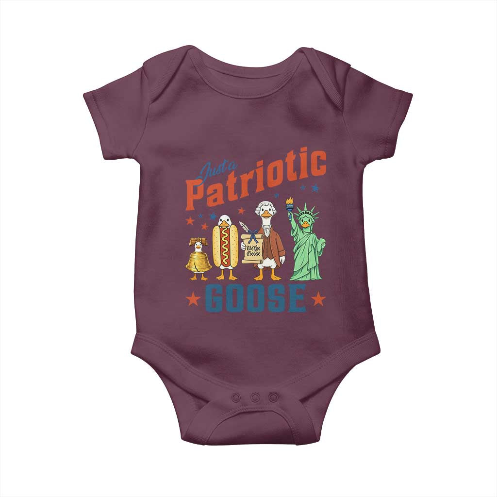 Just A Patriotic Goose Baby Onesie America 250th Anniversary TS12 Maroon Print Your Wear