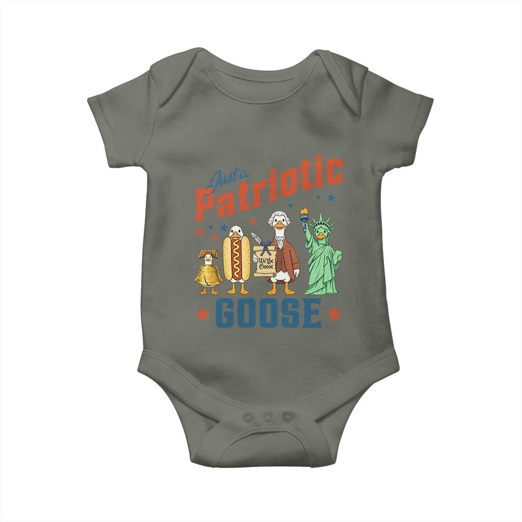 Just A Patriotic Goose Baby Onesie America 250th Anniversary TS12 Military Green Print Your Wear