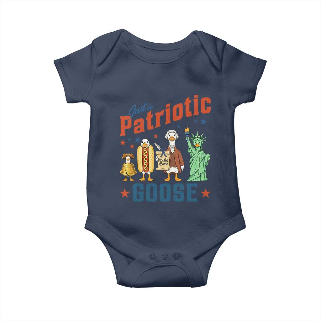 Just A Patriotic Goose Baby Onesie America 250th Anniversary TS12 Navy Print Your Wear