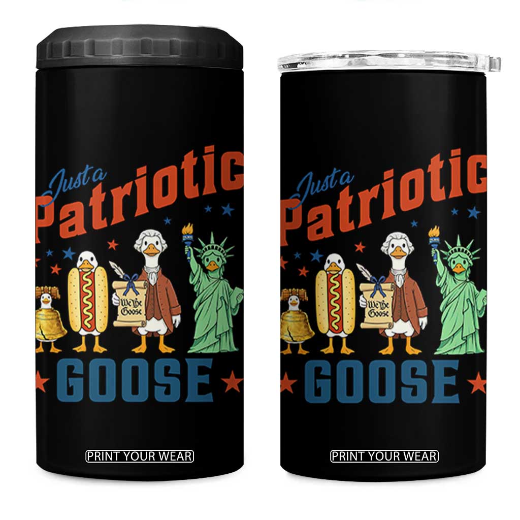 Just A Patriotic Goose 4 in 1 Can Cooler Tumbler America 250th Anniversary TS12 One Size: 16 oz Black Print Your Wear