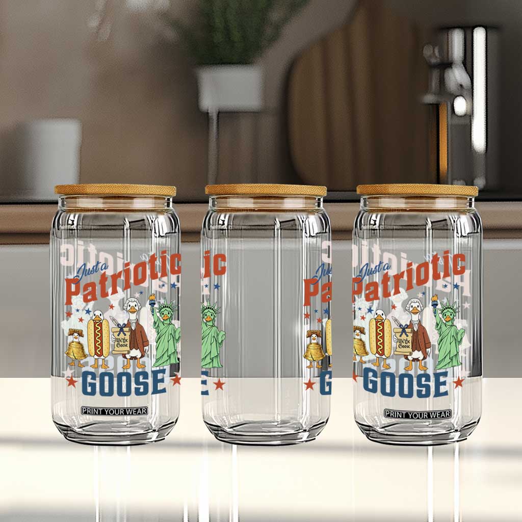 Just A Patriotic Goose Glass Can America 250th Anniversary TS12 Print Your Wear