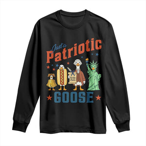Just A Patriotic Goose Long Sleeve Shirt America 250th Anniversary TS12 Black Print Your Wear