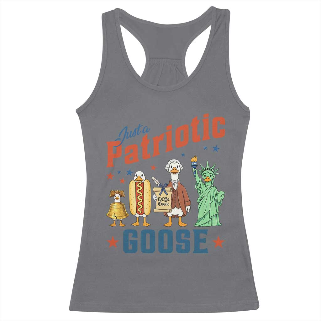 Just A Patriotic Goose Racerback Tank Top America 250th Anniversary TS12 Charcoal Print Your Wear