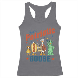 Just A Patriotic Goose Racerback Tank Top America 250th Anniversary TS12 Charcoal Print Your Wear