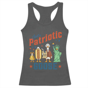 Just A Patriotic Goose Racerback Tank Top America 250th Anniversary TS12 Dark Heather Print Your Wear