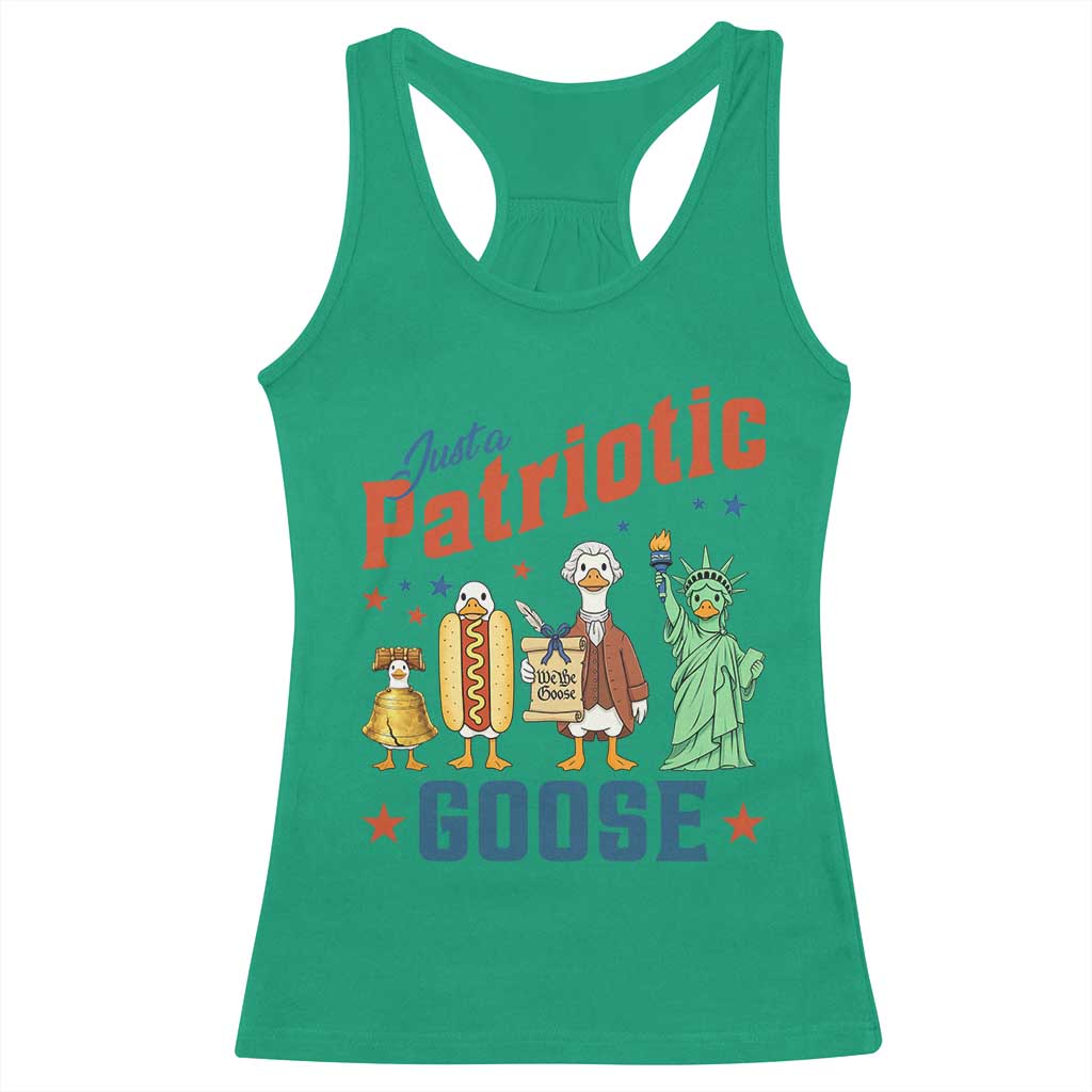 Just A Patriotic Goose Racerback Tank Top America 250th Anniversary TS12 Irish Green Print Your Wear