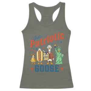 Just A Patriotic Goose Racerback Tank Top America 250th Anniversary TS12 Military Green Print Your Wear
