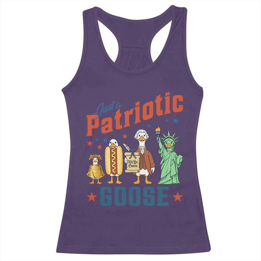 Just A Patriotic Goose Racerback Tank Top America 250th Anniversary TS12 Purple Print Your Wear