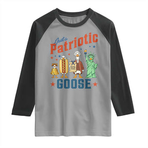 Just A Patriotic Goose Raglan Shirt America 250th Anniversary TS12 Sport Gray Black Print Your Wear