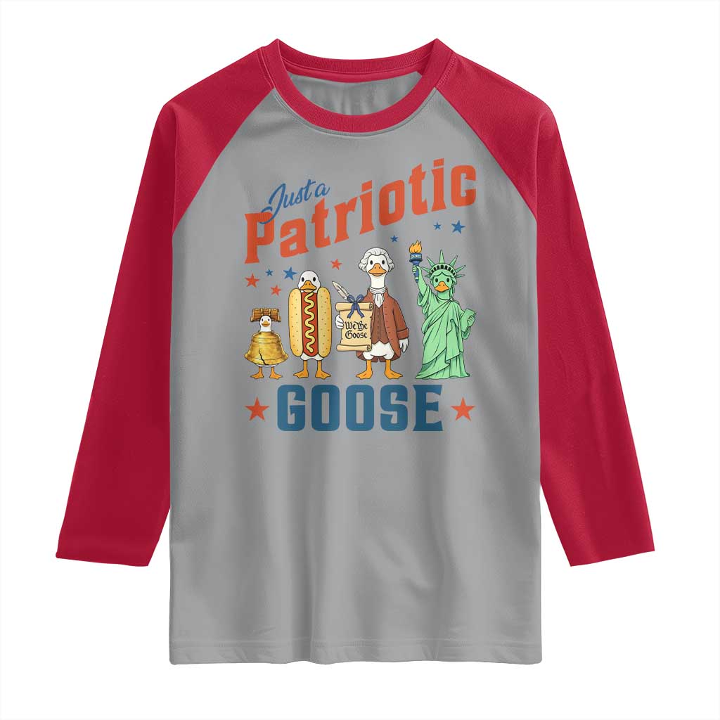Just A Patriotic Goose Raglan Shirt America 250th Anniversary TS12 Sport Gray Red Print Your Wear