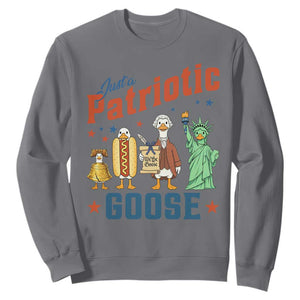 Just A Patriotic Goose Sweatshirt America 250th Anniversary TS12 Charcoal Print Your Wear