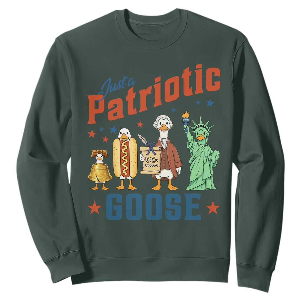 Just A Patriotic Goose Sweatshirt America 250th Anniversary TS12 Dark Forest Green Print Your Wear