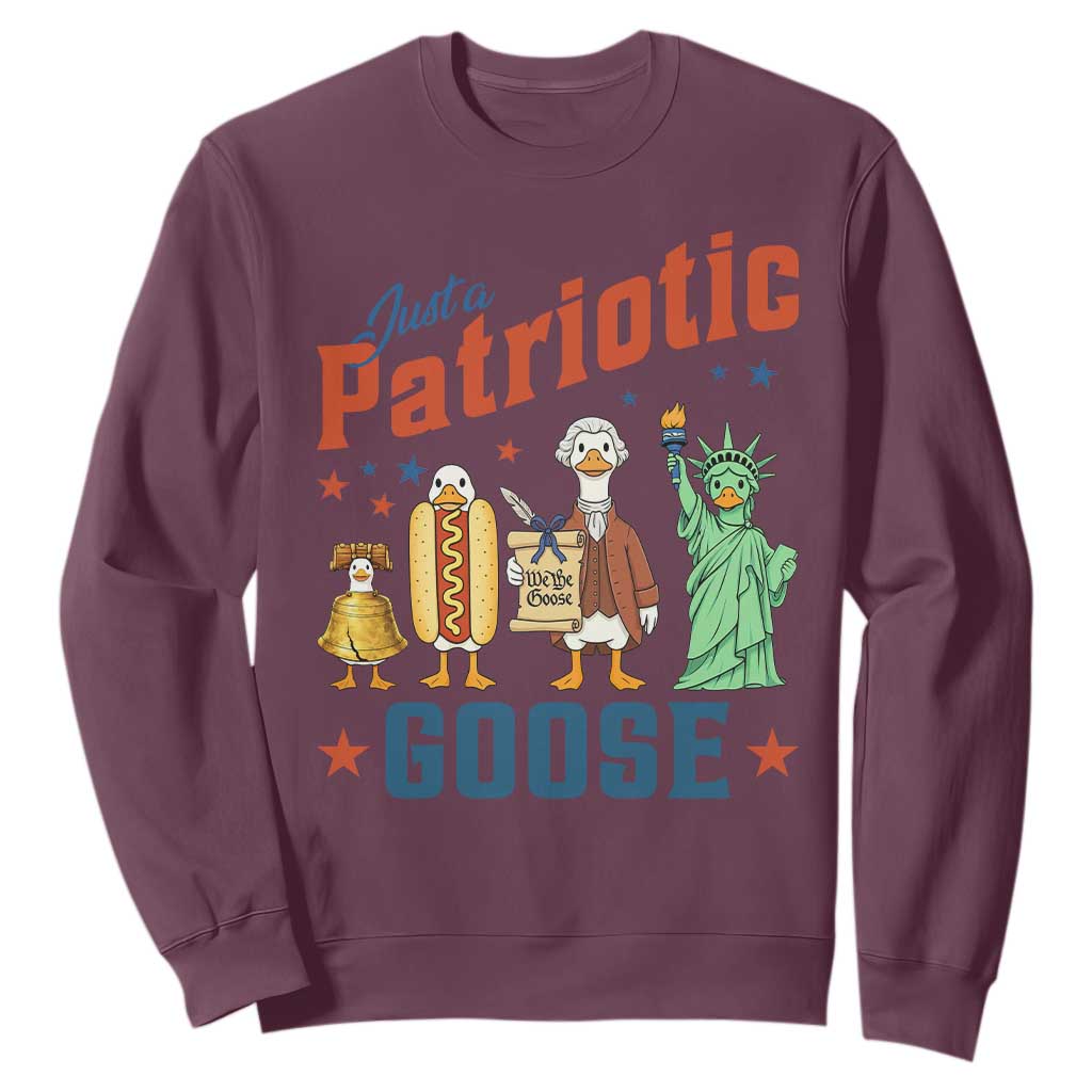 Just A Patriotic Goose Sweatshirt America 250th Anniversary TS12 Maroon Print Your Wear