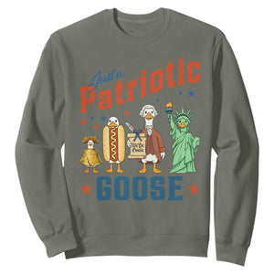 Just A Patriotic Goose Sweatshirt America 250th Anniversary TS12 Military Green Print Your Wear