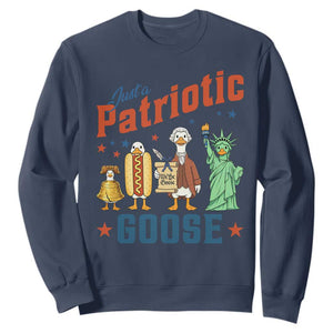 Just A Patriotic Goose Sweatshirt America 250th Anniversary TS12 Navy Print Your Wear
