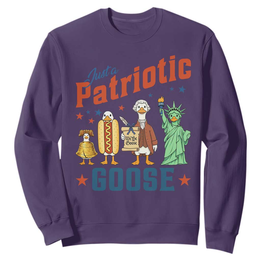 Just A Patriotic Goose Sweatshirt America 250th Anniversary TS12 Purple Print Your Wear