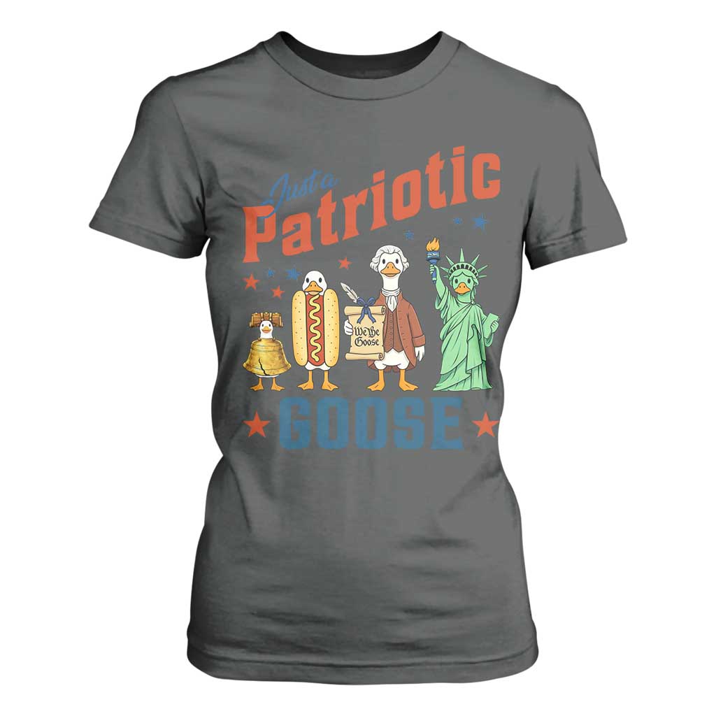 Just A Patriotic Goose T Shirt For Women America 250th Anniversary TS12 Dark Heather Print Your Wear