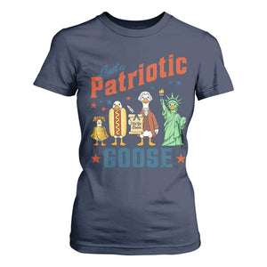 Just A Patriotic Goose T Shirt For Women America 250th Anniversary TS12 Navy Print Your Wear