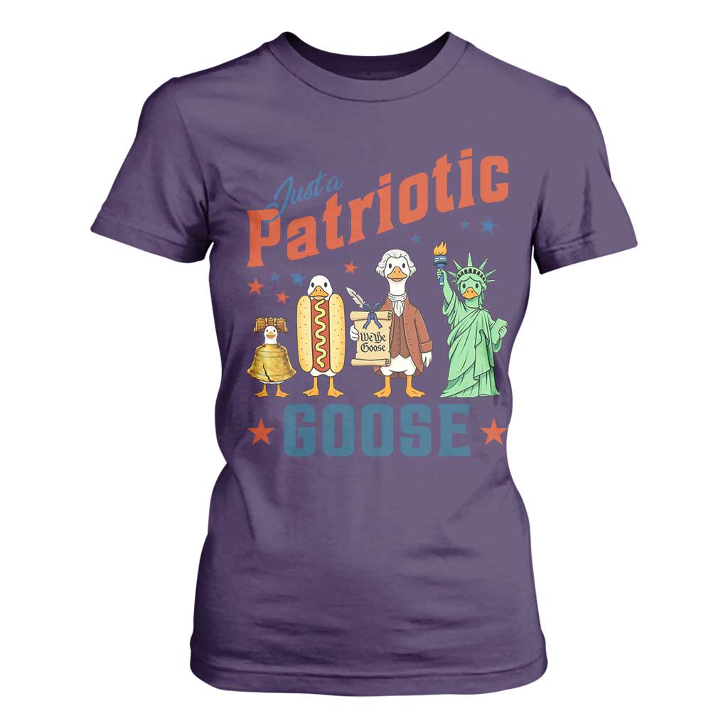 Just A Patriotic Goose T Shirt For Women America 250th Anniversary TS12 Purple Print Your Wear