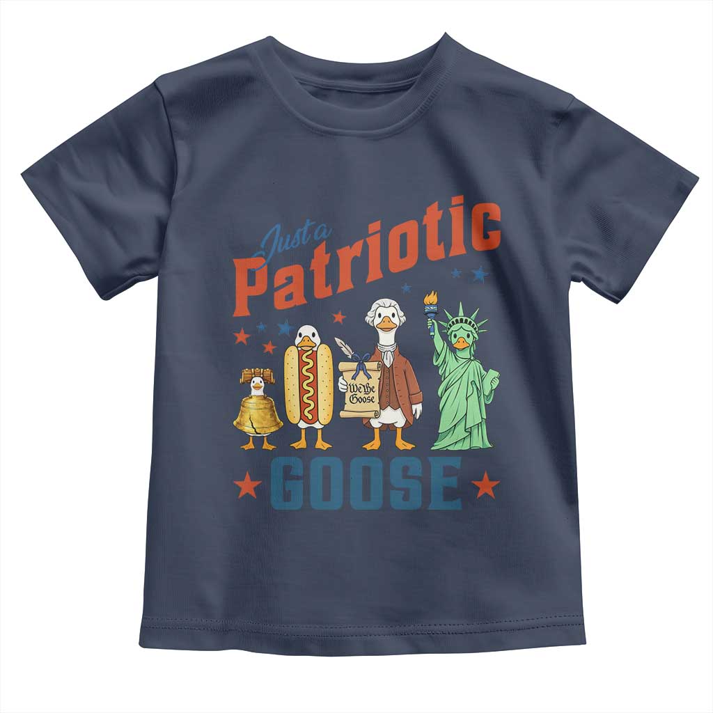 Just A Patriotic Goose Toddler T Shirt America 250th Anniversary TS12 Navy Print Your Wear