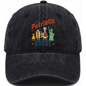 Just A Patriotic Goose Washed Cotton Baseball Cap America 250th Anniversary TS12 Washed Cap Universal Fit Black Print Your Wear
