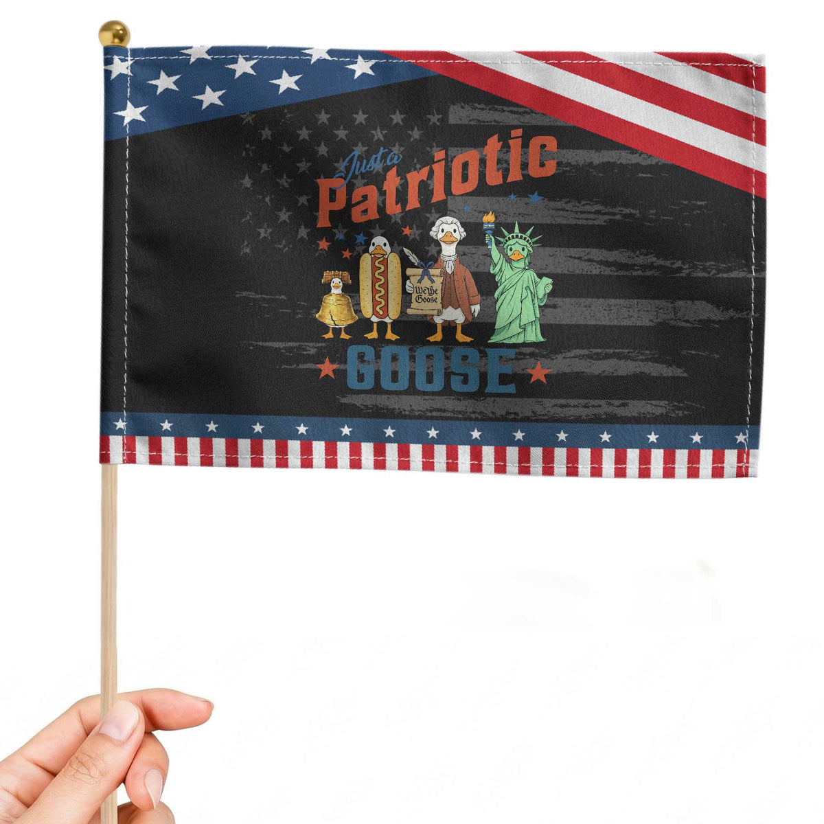 Just A Patriotic Goose Patriotic Handheld Flag America 250th Anniversary TS12 Distressed 8.2