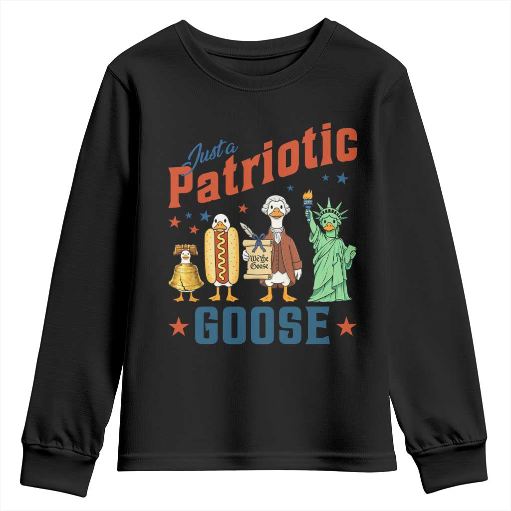 Just A Patriotic Goose Youth Sweatshirt America 250th Anniversary TS12 Black Print Your Wear
