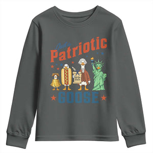 Just A Patriotic Goose Youth Sweatshirt America 250th Anniversary TS12 Dark Heather Print Your Wear
