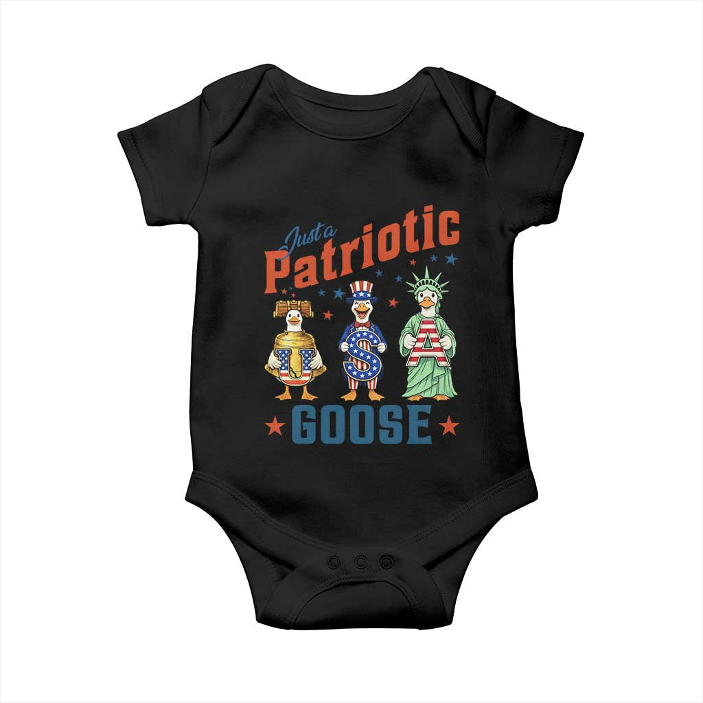 Just A Patriotic Goose Baby Onesie Funny Freedom Goose Patriotic TS12 Black Print Your Wear