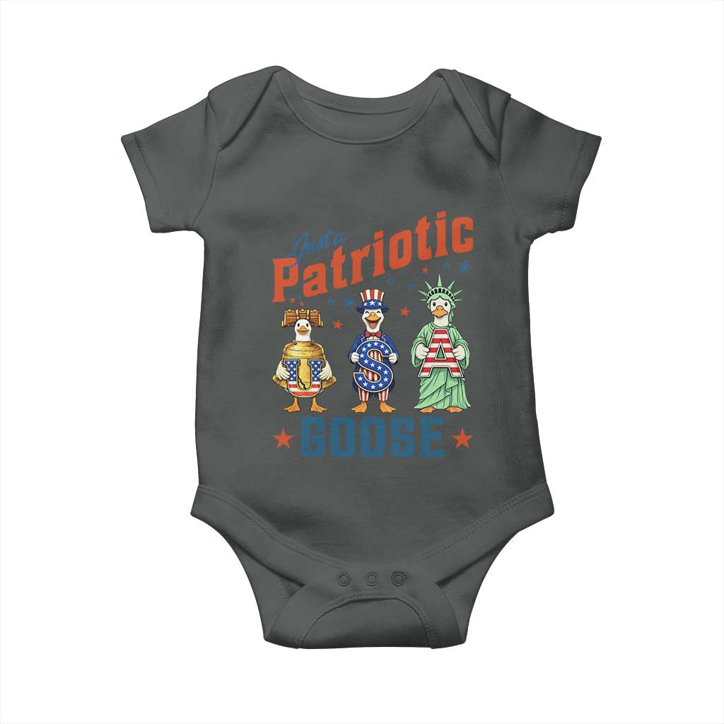 Just A Patriotic Goose Baby Onesie Funny Freedom Goose Patriotic TS12 Dark Heather Print Your Wear