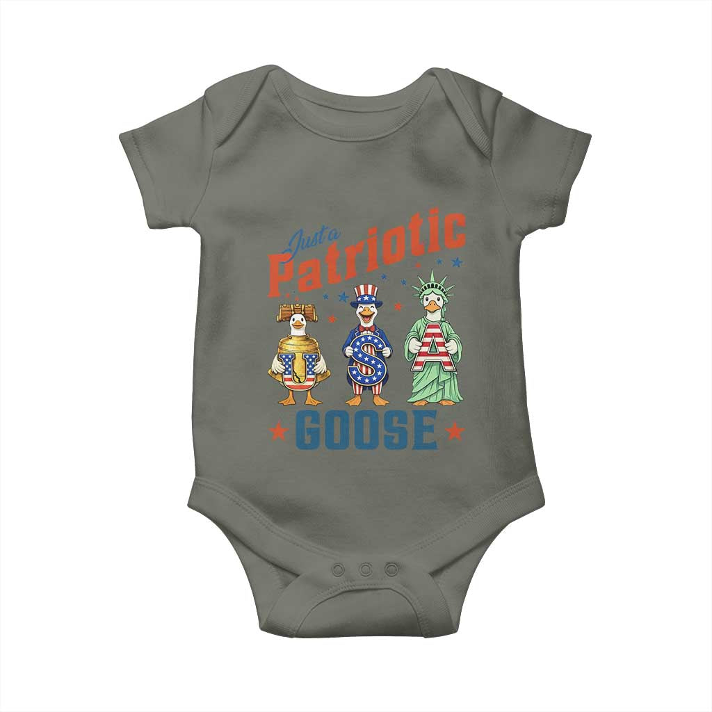 Just A Patriotic Goose Baby Onesie Funny Freedom Goose Patriotic TS12 Military Green Print Your Wear