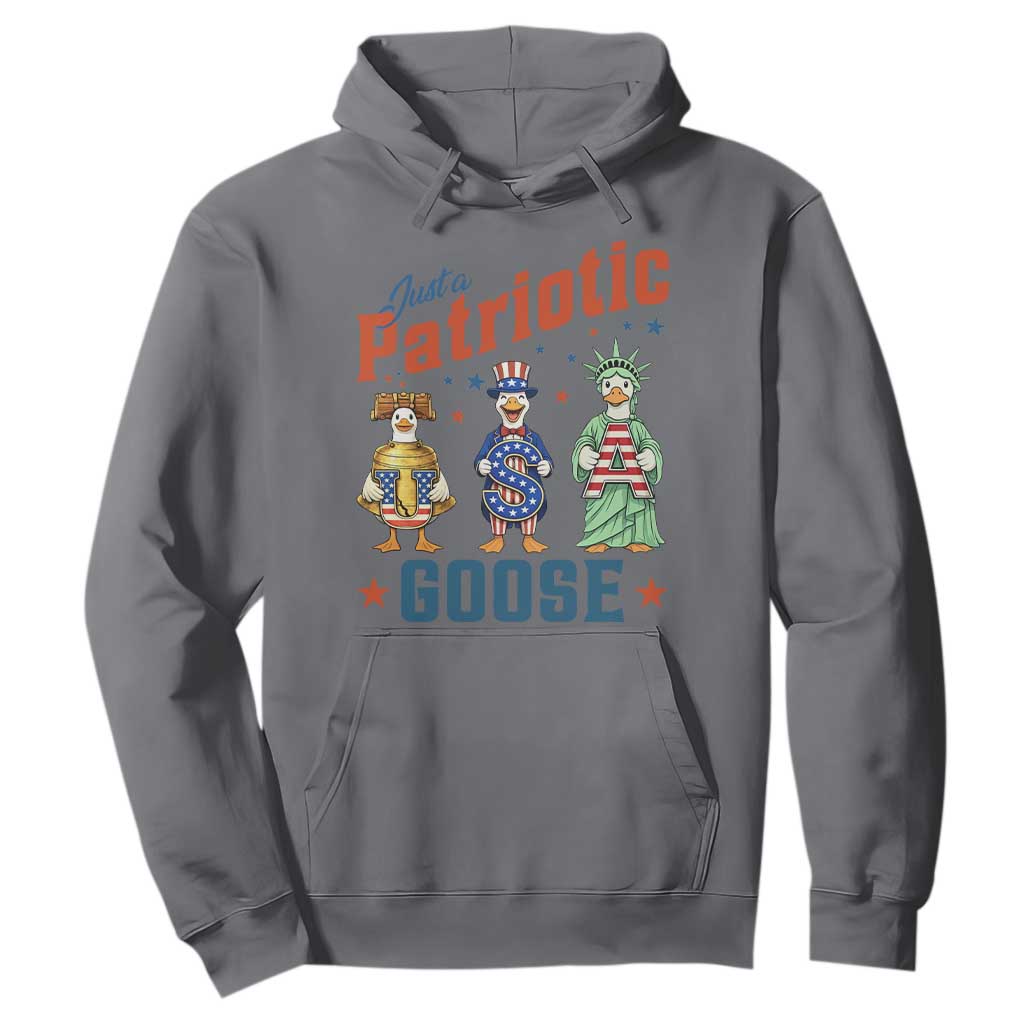 Just A Patriotic Goose Hoodie Funny Freedom Goose Patriotic TS12 Charcoal Print Your Wear