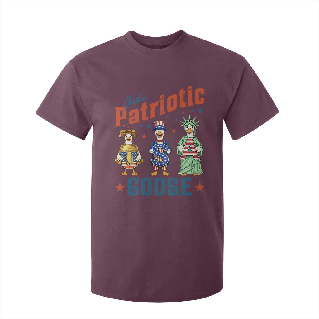 Just A Patriotic Goose T Shirt For Kid Funny Freedom Goose Patriotic TS12 Maroon Print Your Wear
