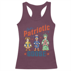 Just A Patriotic Goose Racerback Tank Top Funny Freedom Goose Patriotic TS12 Maroon Print Your Wear