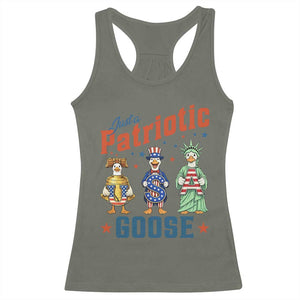 Just A Patriotic Goose Racerback Tank Top Funny Freedom Goose Patriotic TS12 Military Green Print Your Wear