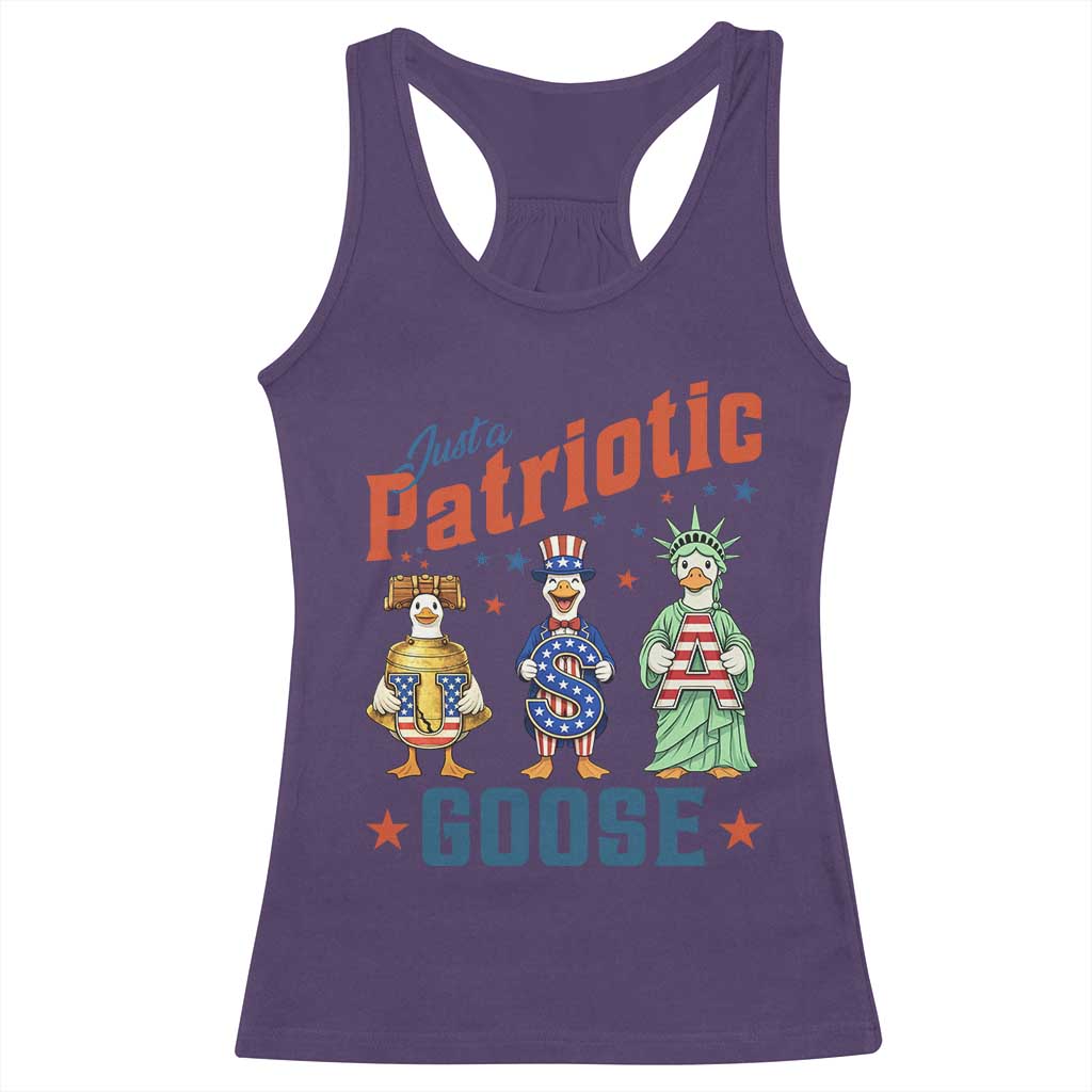 Just A Patriotic Goose Racerback Tank Top Funny Freedom Goose Patriotic TS12 Purple Print Your Wear
