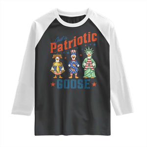 Just A Patriotic Goose Raglan Shirt Funny Freedom Goose Patriotic TS12 Black White Print Your Wear