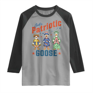 Just A Patriotic Goose Raglan Shirt Funny Freedom Goose Patriotic TS12 Sport Gray Black Print Your Wear