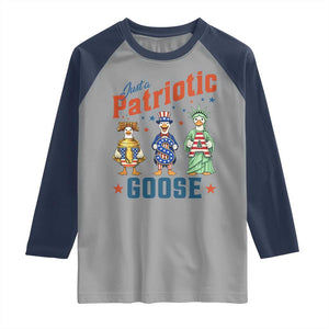 Just A Patriotic Goose Raglan Shirt Funny Freedom Goose Patriotic TS12 Sport Gray Navy Print Your Wear
