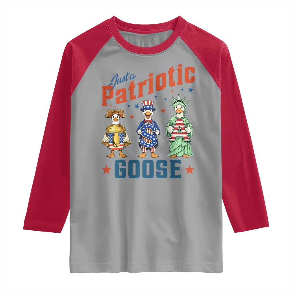 Just A Patriotic Goose Raglan Shirt Funny Freedom Goose Patriotic TS12 Sport Gray Red Print Your Wear