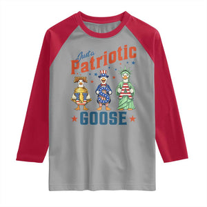 Just A Patriotic Goose Raglan Shirt Funny Freedom Goose Patriotic TS12 Sport Gray Red Print Your Wear