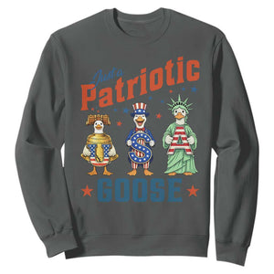 Just A Patriotic Goose Sweatshirt Funny Freedom Goose Patriotic TS12 Dark Heather Print Your Wear